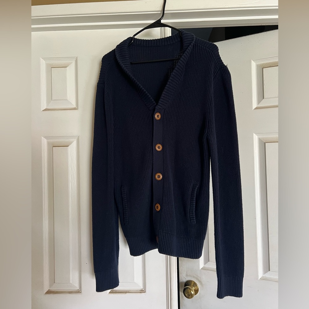 Men's Navy Cardigan Sweater